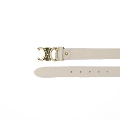 Olivia & Kate Riemen-Beige Gedetailleerde Gouden Gesp-Riem