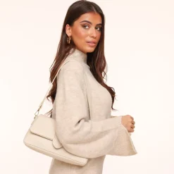 Olivia & Kate Tassen-Beige Leren Horizontale Puffy-Tas