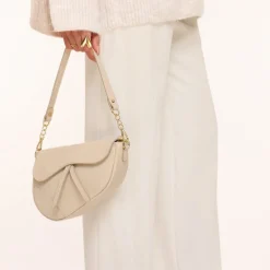 Olivia & Kate Tassen-Beige Leren Saddle-Tas