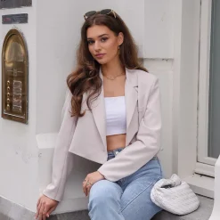 Olivia & Kate Blazers-Beige Oversized Cropped-Blazer