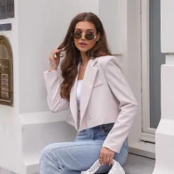 Olivia & Kate Blazers-Beige Oversized Cropped-Blazer