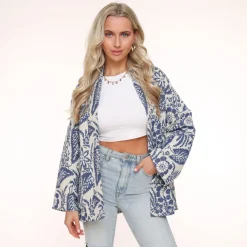 Olivia & Kate Vesten-Donkerblauwe Print Ls-Jasje