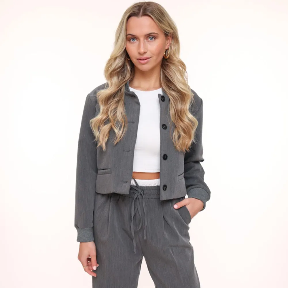 Olivia & Kate Broeken-Donkergrijze Studio Witte Rand-Pantalon
