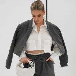 Olivia & Kate Broeken-Donkergrijze Studio Witte Rand-Pantalon