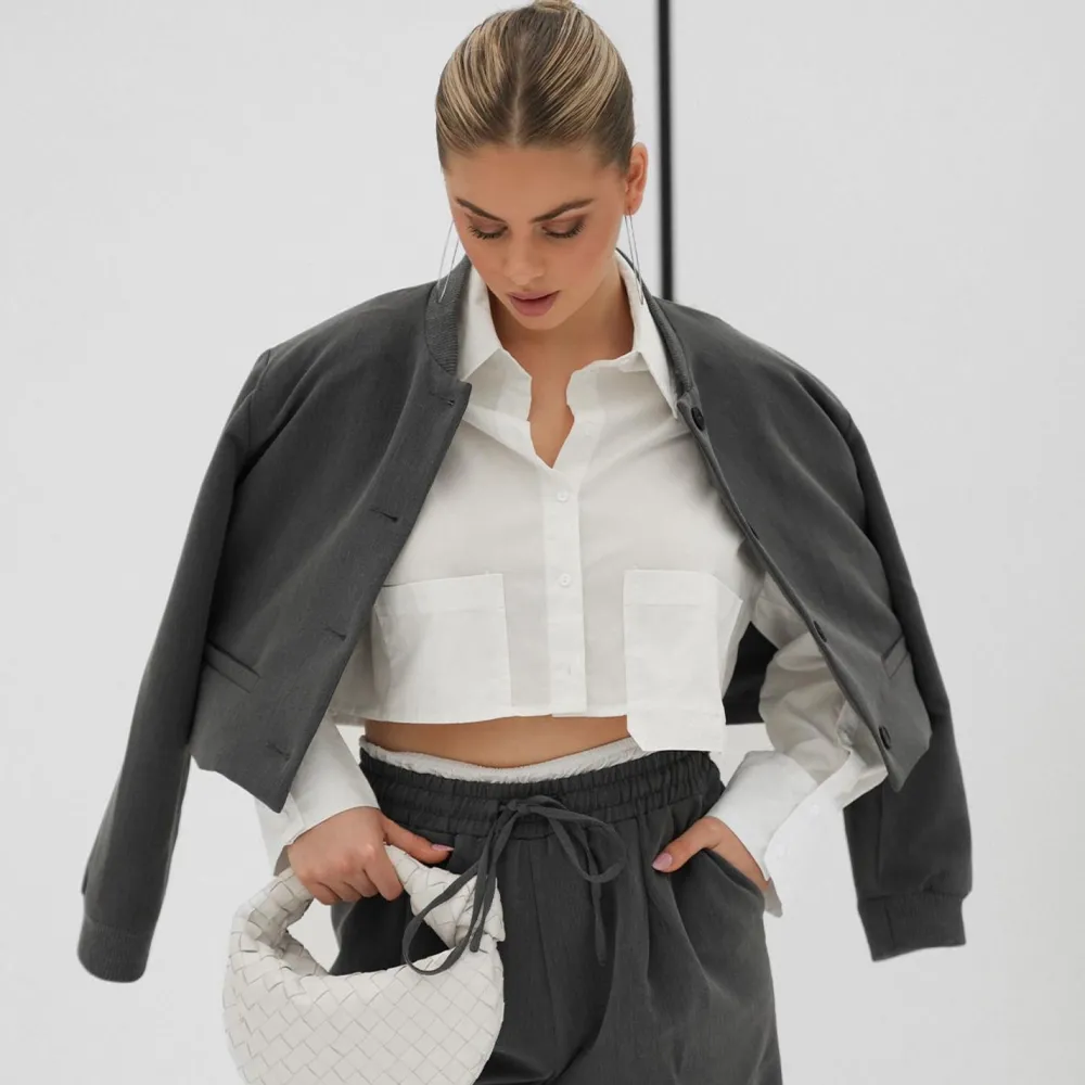 Olivia & Kate Broeken-Donkergrijze Studio Witte Rand-Pantalon