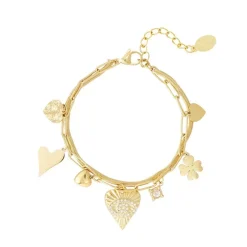 Olivia & Kate Armbanden-Gouden Dubbele Bedels Schakel-Armband