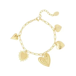 Olivia & Kate Armbanden-Gouden Hartjes Bedels Schakel-Armband