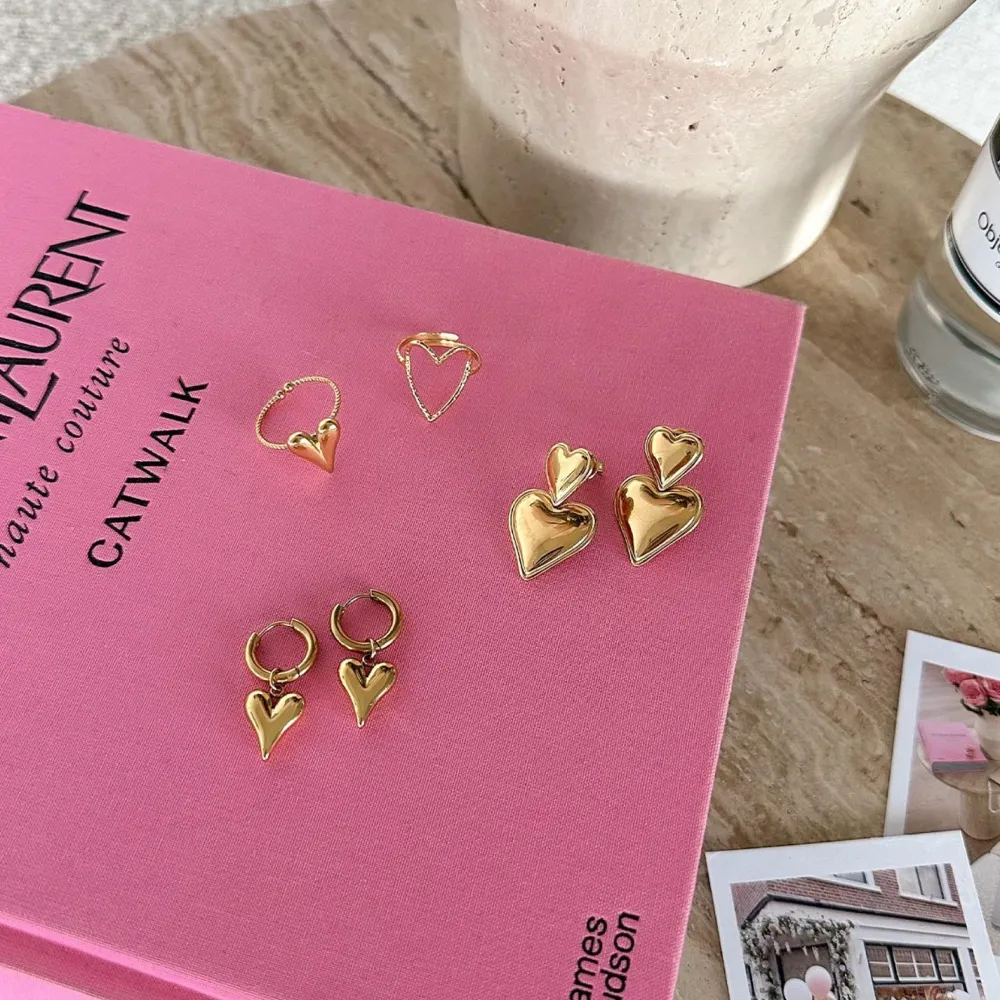 Olivia & Kate Oorbellen-Gouden Statement Hartjes Ring-Oorbellen