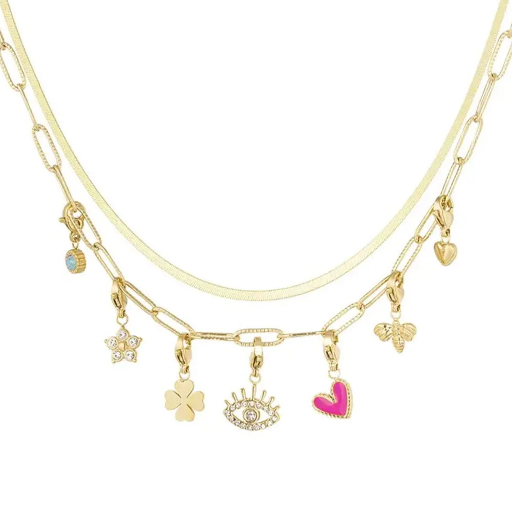 Olivia & Kate Kettingen-Gouden Trendy Bedels Dubbele Schakel-Ketting