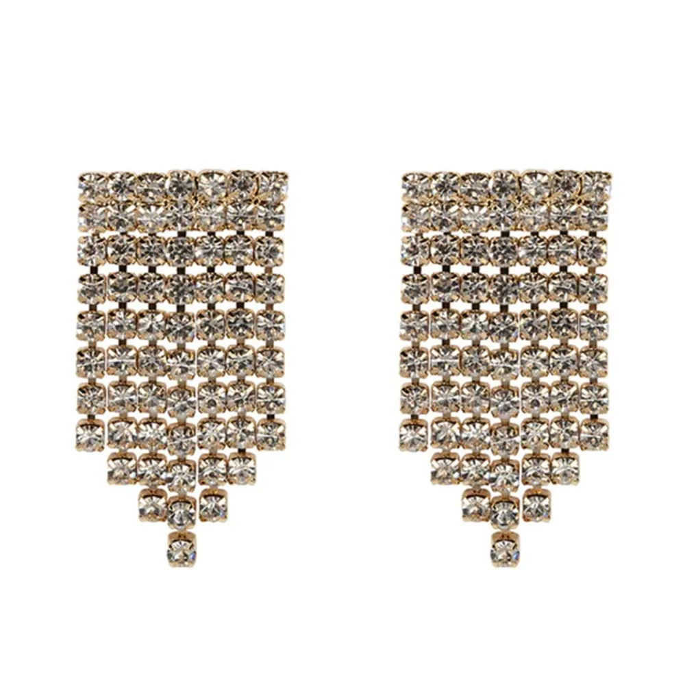Olivia & Kate Oorbellen-Gouden Vierkante Strass-Oorbellen