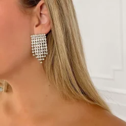 Olivia & Kate Oorbellen-Gouden Vierkante Strass-Oorbellen
