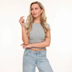 Olivia & Kate Tops-Lichtgrijze Basic Ss-Top