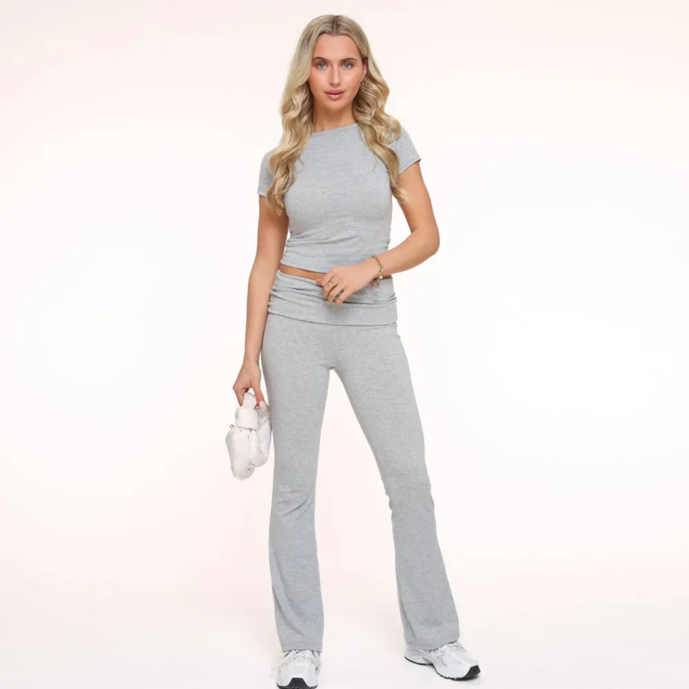 Olivia & Kate Tops-Lichtgrijze Jogging Ss Petite-Top