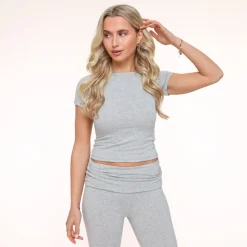 Olivia & Kate Tops-Lichtgrijze Jogging Ss Petite-Top