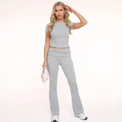 Olivia & Kate Broeken-Lichtgrijze Omgeslagen Rand Petite-Broek