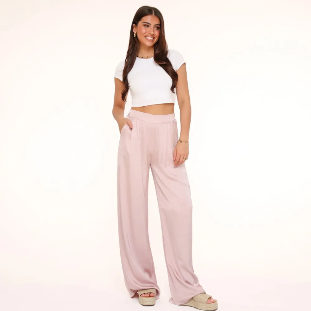 Olivia & Kate Broeken-Lichtroze Tall Satijnen-Broek