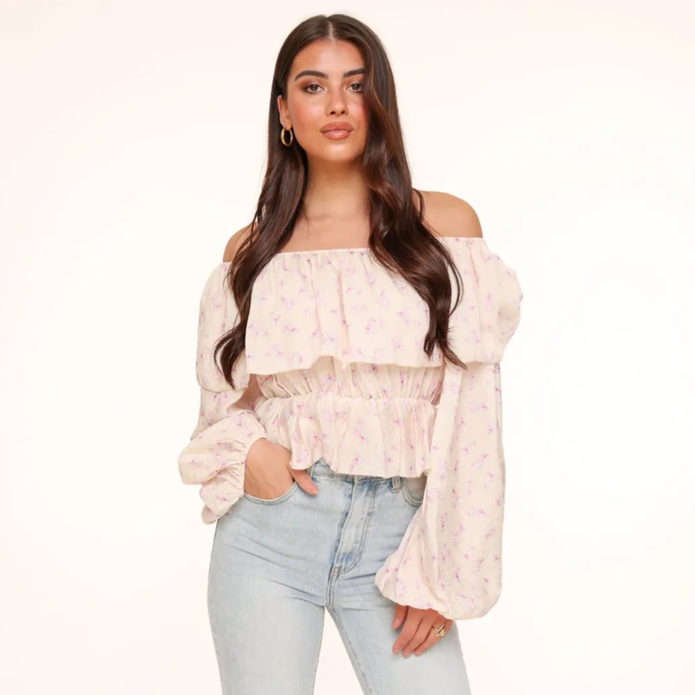 Olivia & Kate Tops-Lila Bloemen Off Shoulder-Top