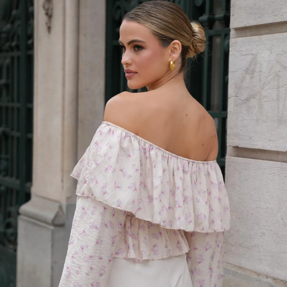 Olivia & Kate Tops-Lila Bloemen Off Shoulder-Top