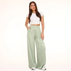 Olivia & Kate Broeken-Mintgroene Tall Satijnen-Broek