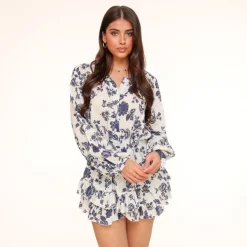 Olivia & Kate Playsuits-Navy Blauwe Bloemenprint-Playsuit