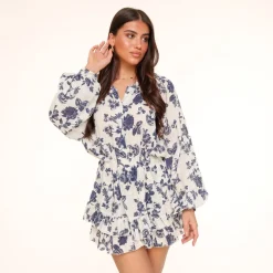 Olivia & Kate Playsuits-Navy Blauwe Bloemenprint-Playsuit