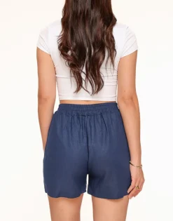 Olivia & Kate Shorts-Navy Blauwe Linnen-Short