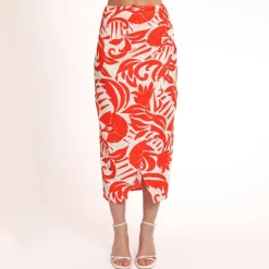 Olivia & Kate Rokken-Rode Patroon Split-Rok