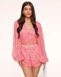 Olivia & Kate Skorts-Roze Bloemen Ruffel-Skort