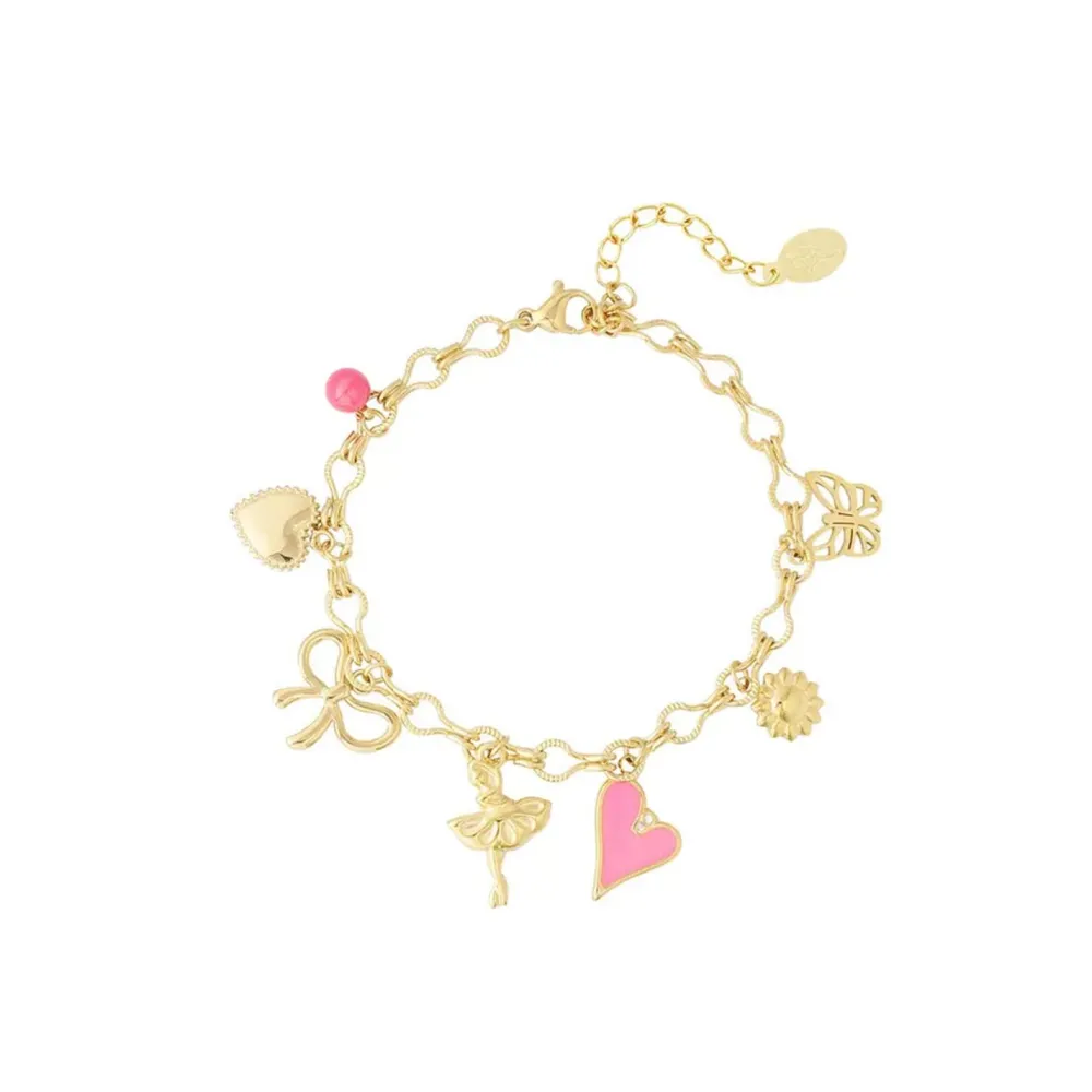 Olivia & Kate Armbanden-Roze Details Ronde Schakel-Armband