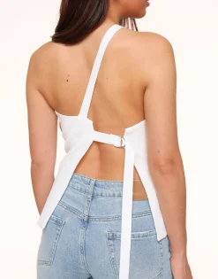 Olivia & Kate Tops-Witte Asymmetrische Open Rug-Top