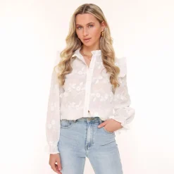 Olivia & Kate Tops-Witte Bloemen-Blouse