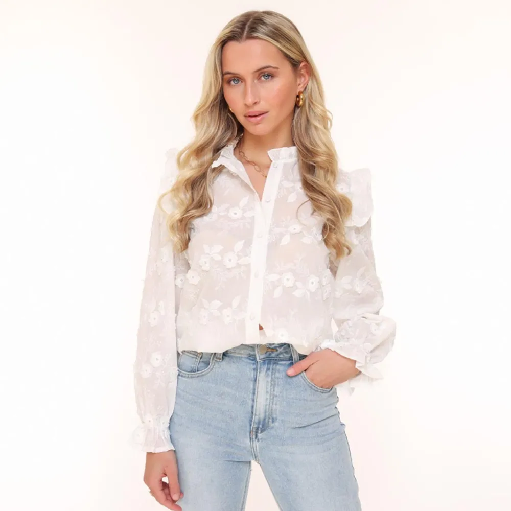 Olivia & Kate Tops-Witte Bloemen-Blouse