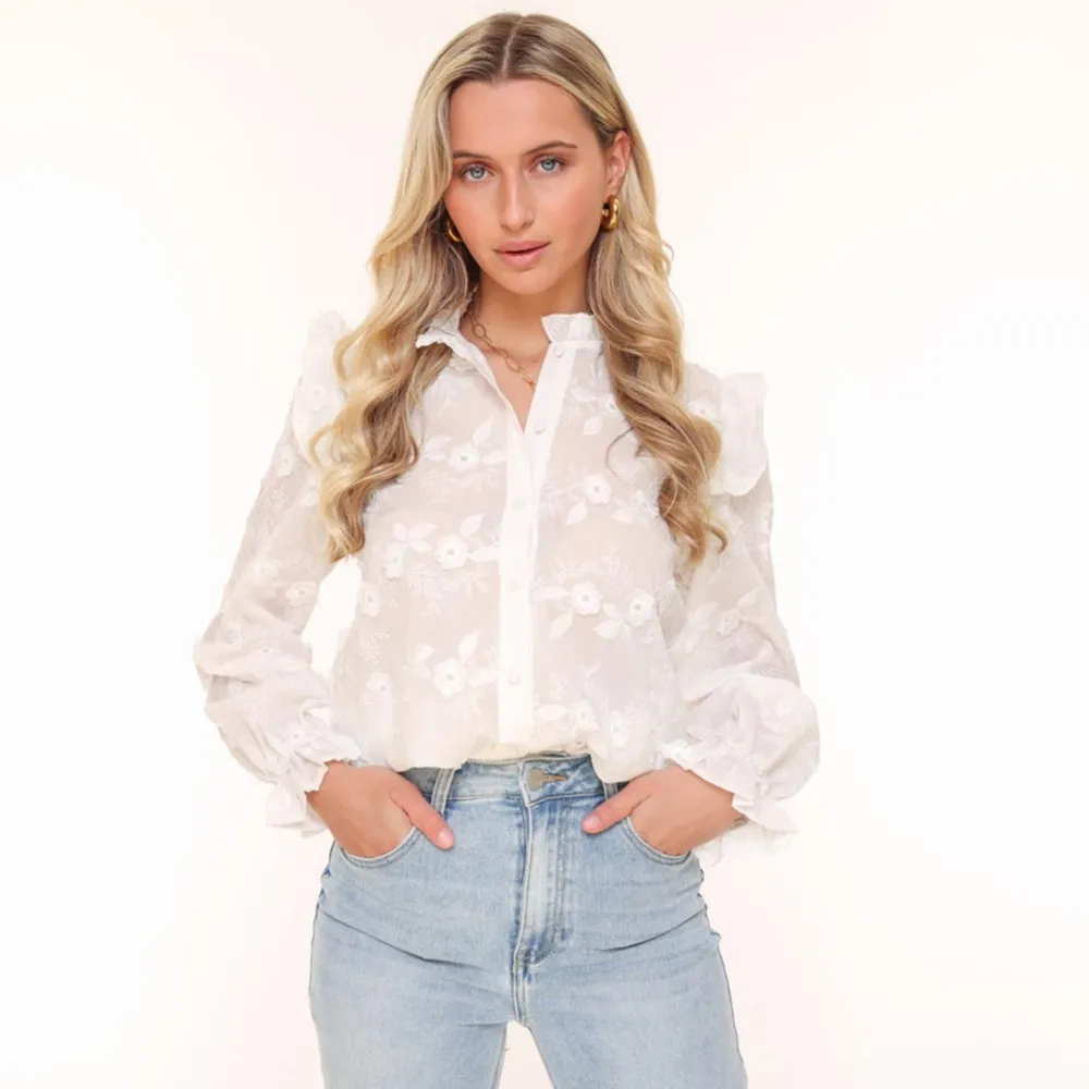 Olivia & Kate Tops-Witte Bloemen-Blouse