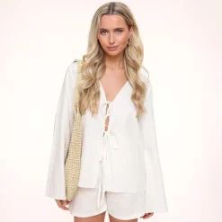 Olivia & Kate Broeken-Witte Linnen-Short
