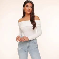 Olivia & Kate Tops-Witte Off Shoulder Ls-Top