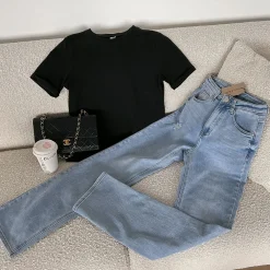 Olivia & Kate Tops-Zwarte Basic Ss-T-Shirt