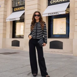 Olivia & Kate Broeken-Zwarte Basic Wijde-Pantalon