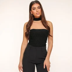 Olivia & Kate Tops-Zwarte Glitter Choker-Top
