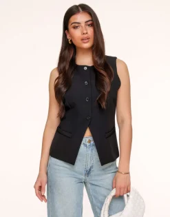 Olivia & Kate Tops-Zwarte Hoge Knopen-Gilet
