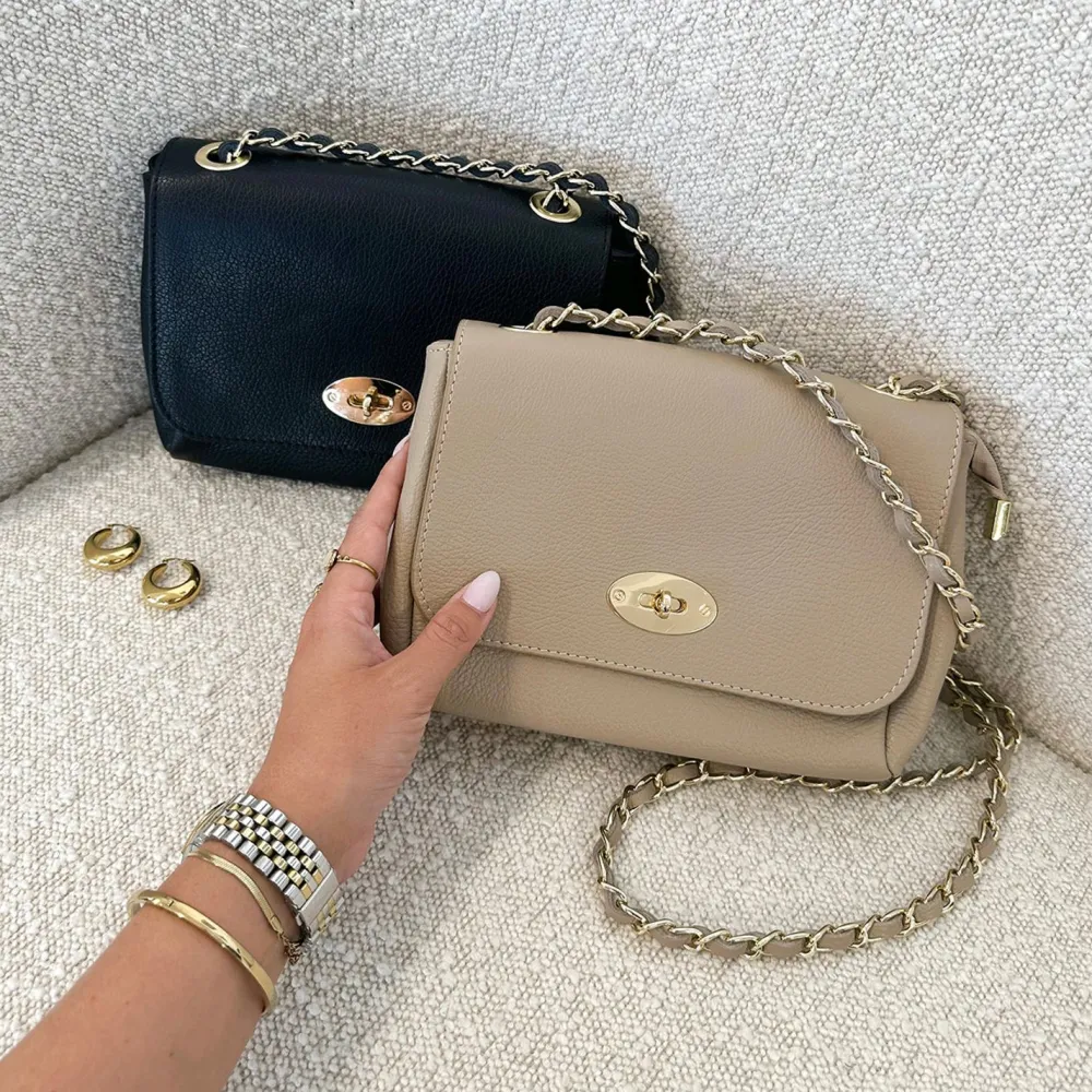 Olivia & Kate Tassen-Zwarte Leren Crossbody-Tas