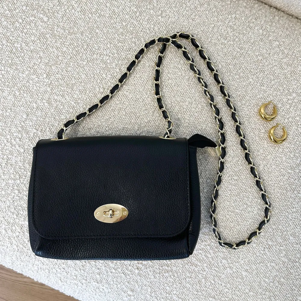 Olivia & Kate Tassen-Zwarte Leren Crossbody-Tas