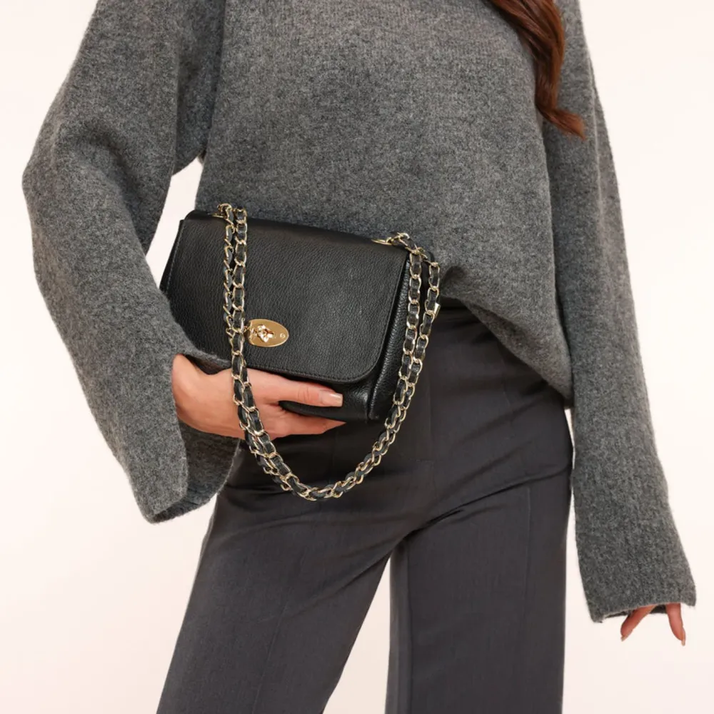 Olivia & Kate Tassen-Zwarte Leren Crossbody-Tas