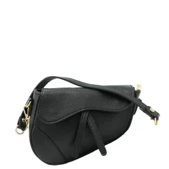 Olivia & Kate Tassen-Zwarte Leren Saddle-Tas