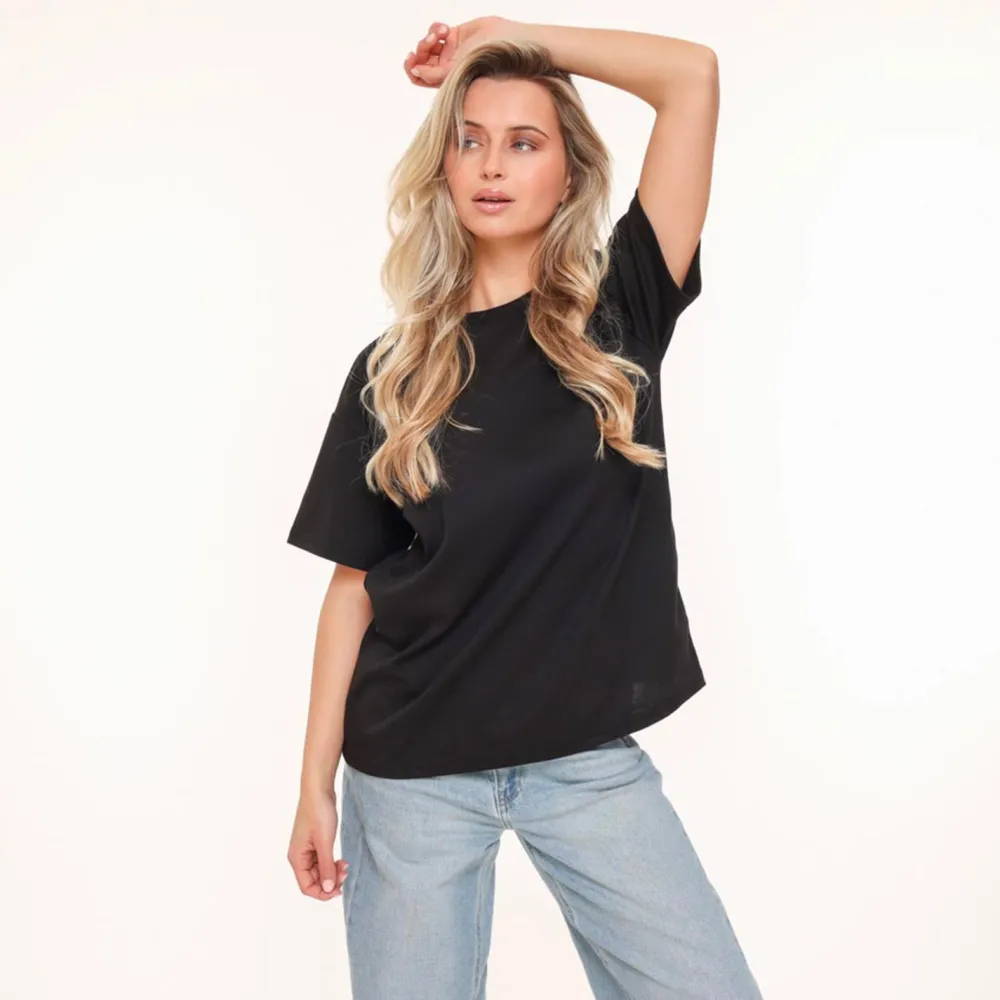Olivia & Kate Tops-Zwarte Oversized Basic Ss-T-Shirt
