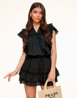 Olivia & Kate Tops-Zwarte Ruffel Detail-Top