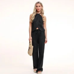 Olivia & Kate Broeken-Zwarte Tall Linnen-Broek